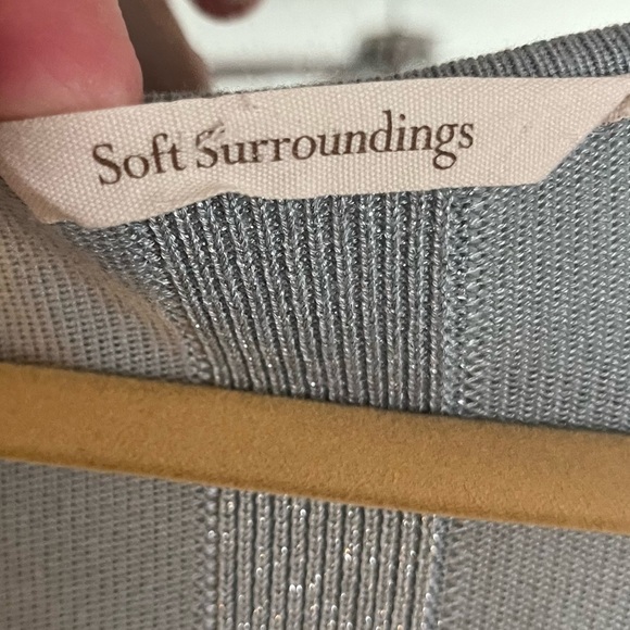 Soft Surroundings Blue Gray Viscose Lightweight Sweater Sz L Shimmer Detail - Picture 7 of 9